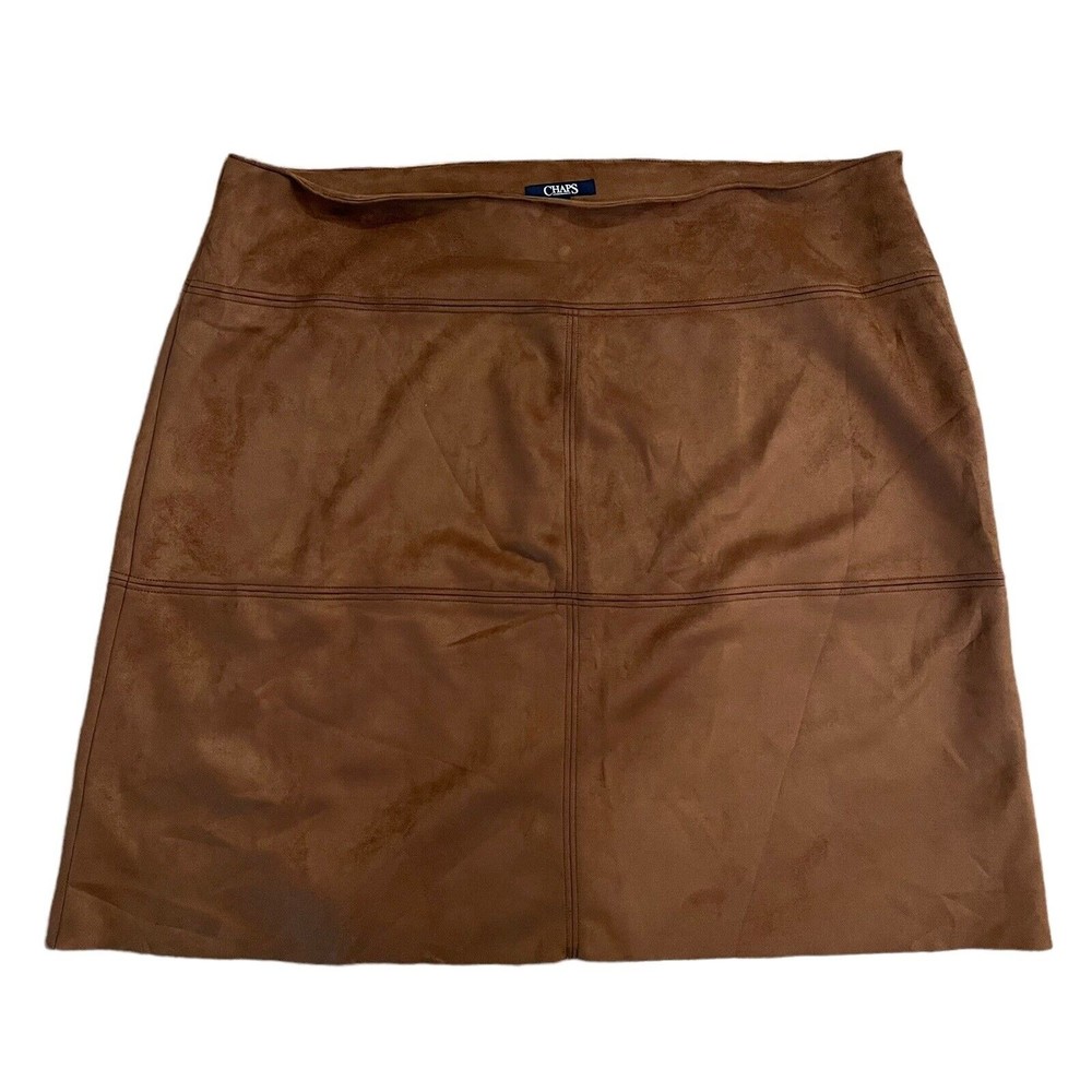 Chaps Caramel Brown Faux Suede Knee Length Skirt Plus Size 24 New With Tag